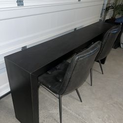 Console Table & Upholstered Leather Chairs