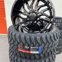 22x10 TIS OFF ROAD RIMS 8 LUG WITH NEW TIRES 33x12.50r22LT FITS FORD F250, F350,F450 FROM 1999 TO THE PRESENT   PRICE NEGOTIABLE  PRECIO NEGOCIABLE   