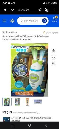 Sky Companies 1646678 Discovery Kids Projection Rocketship Alarm Clock (White