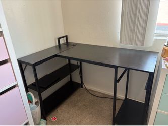 L shaped desk with outlets