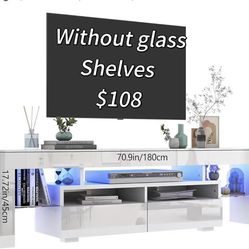 😀 Vinctik Fox 70in LED TV Stand for 75/80/85 inch TV,Modern White TV Stands for Living Room,High Gloss TV Entertainment Center with 2 Large Storage D