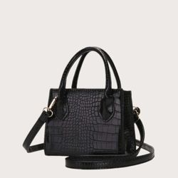 Croc Embossed Satchel Handbag