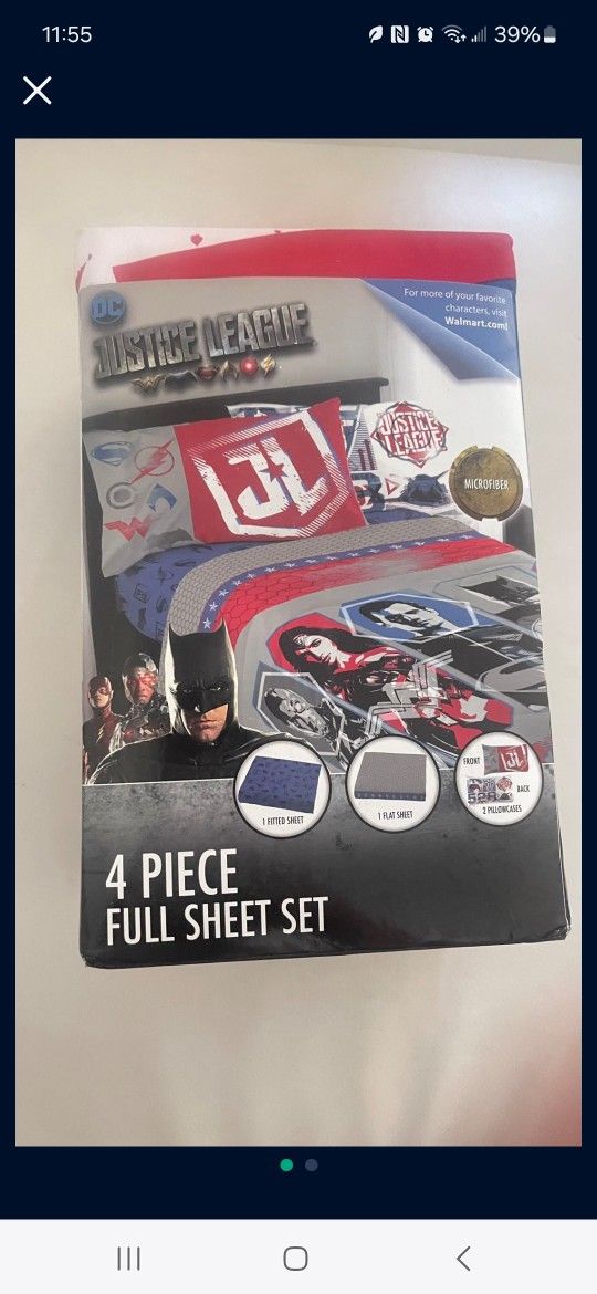 Justice League 4 Piece FULL SHEET SET. Cheyenne & Civic Center 