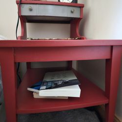 Red and Silver Two Tier Endtable or Bedside table