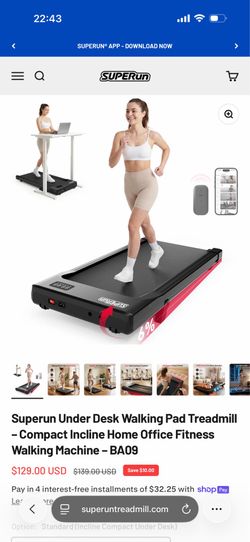 Superun Under Desk Treadmill – BA09 Black