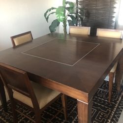 Walnut  Counter Height table And 6 Chairs
