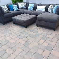 Gray Cindy Crawford U shaped Sectional