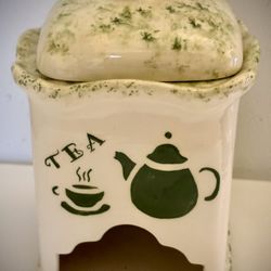 Vintage ceramic tea bag caddy.  Hand painted an Adorable