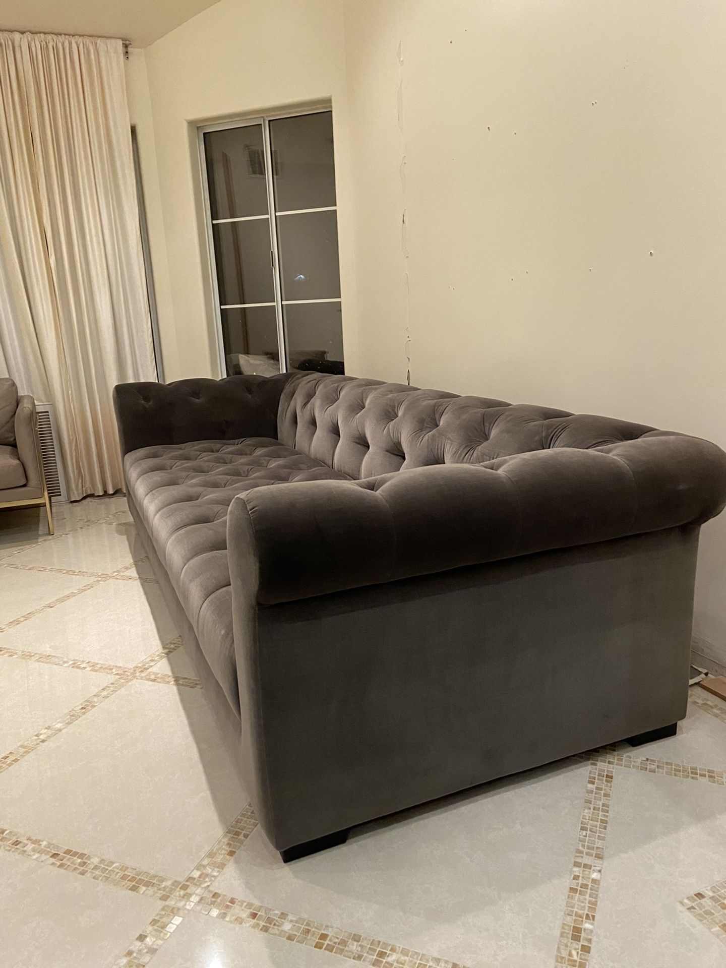 Restoration Hardware Modena chesterfield velvet sofa couch w/ tufted