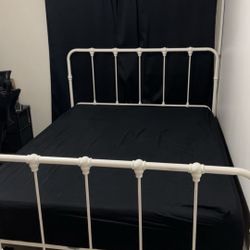 White Metal Queen Bed Frame 