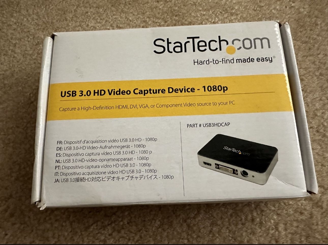 純正入荷 StarTech USB3HDCAP USB3.0接続ビデオキャプチャーユニット HDMI/ DVI/ VGA(アナログRGB)/  コンポーネント スマホ、タブレット、パソコン