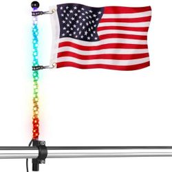 2 Ft American Boat Flag Pole with Light, Rail Mount Holder & 12x20 Flag