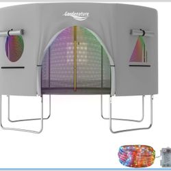 Gardenature 10FT/12FT/14FT Trampoline Tent(Tent Only), Fit Round Trampolines, Shade Cover with LED Light, Outdoor Trampolien Accessories, Anti-Tear