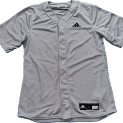 Adidas Gray Blank Button Up Baseball Jersey Mens Large New 