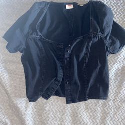 Black Jean Button Up Shirt Size small