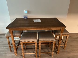 Solid Wood Bar Height Kitchen Table + 4 Stools