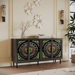 Luxury Black Art Deco Sideboard – Handcrafted Glass Doors
