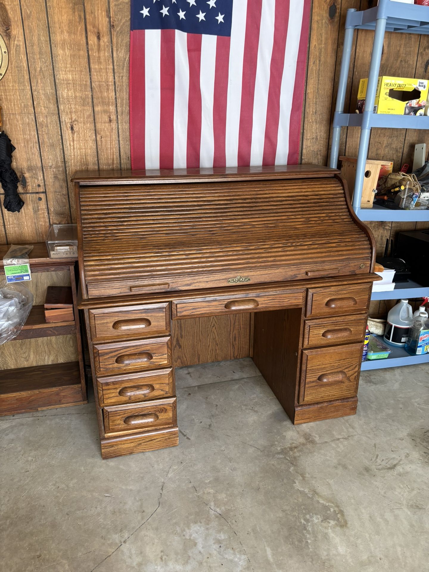 Vintage Crest Roll Top Desk