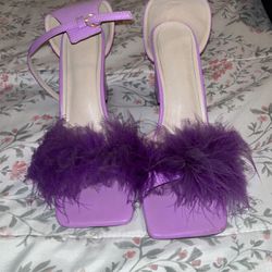 Size 10 Purple Fluffy Heels