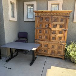 Armoire, Desk, Chair
