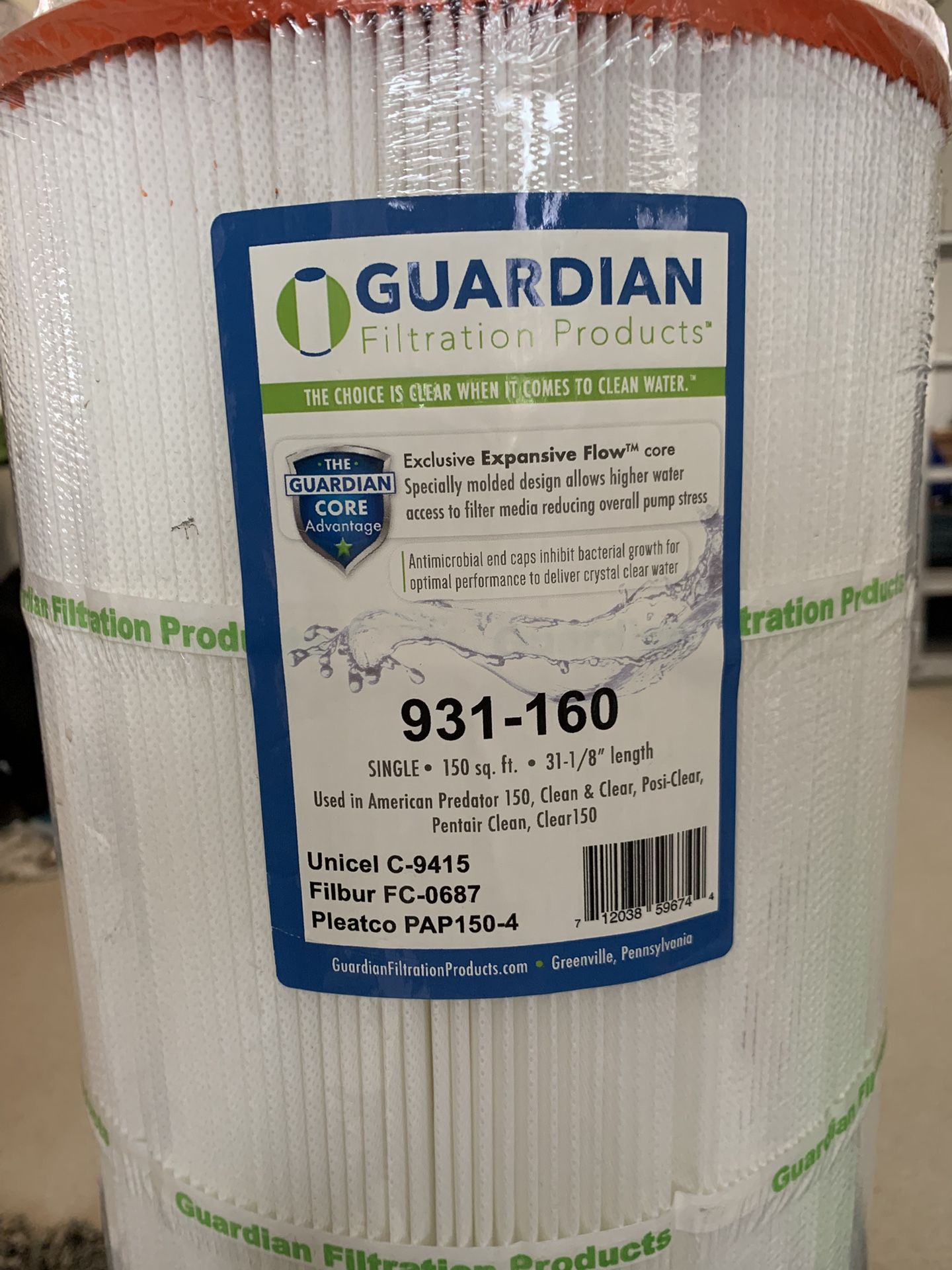 1 Pleatco And 1 Guardian Cylindrical Pool Filters
