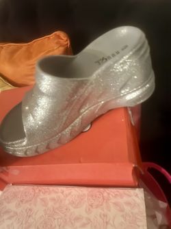 Silver Heel Crock Like Shoe