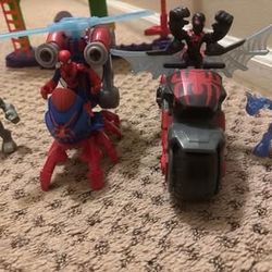 Marvel Spider-Man Miles Morales Rhino Electro Action Figures Vehicles Lot