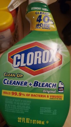 Clorox cleaner plus bleach kills bacteria and viruses