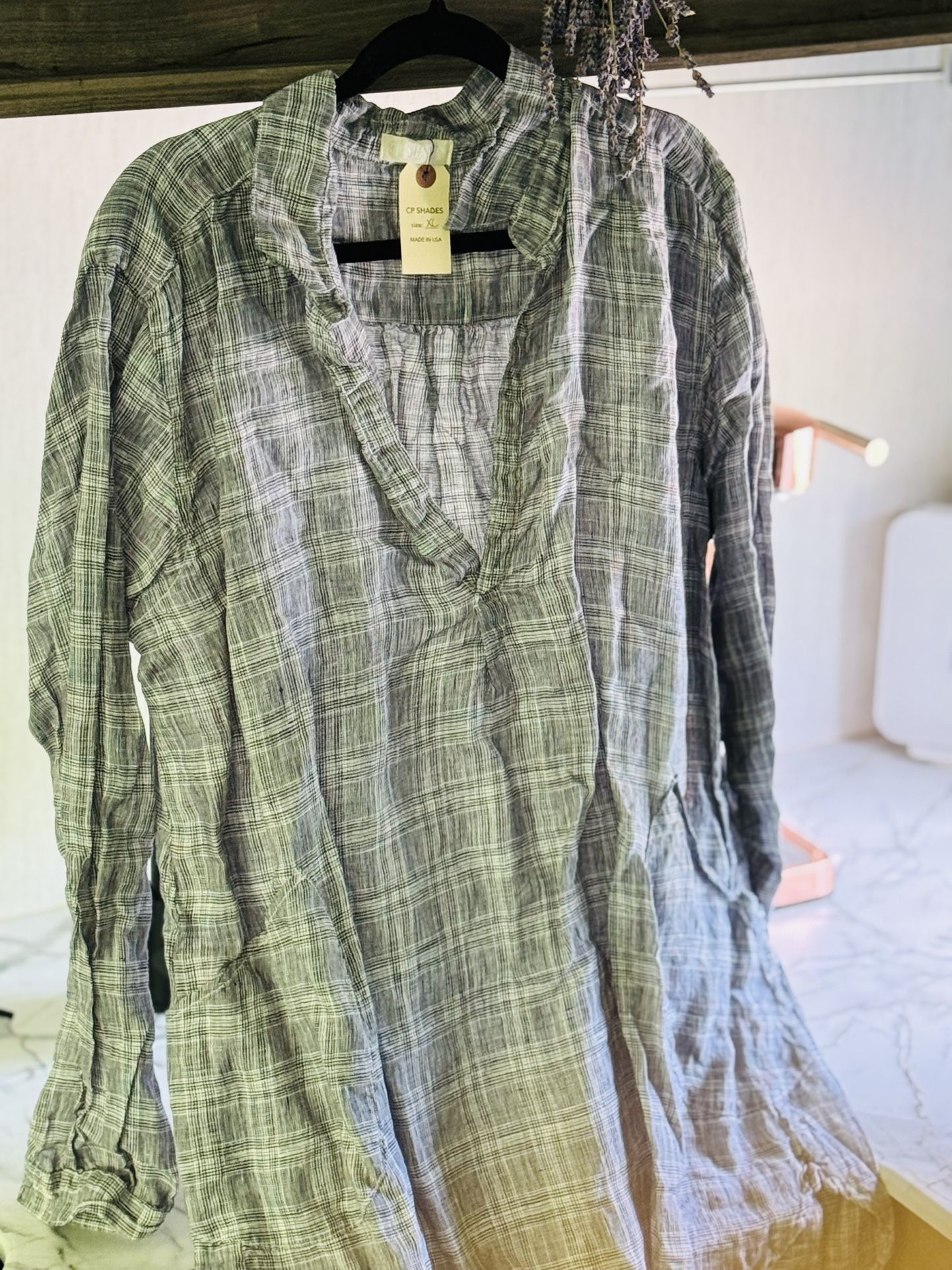 NWT XL Teton CP Shades // Made In USA Linen Tunic Shirt