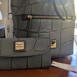 Dooney & Bourke Gray Croc Embossed Women's Bag Set