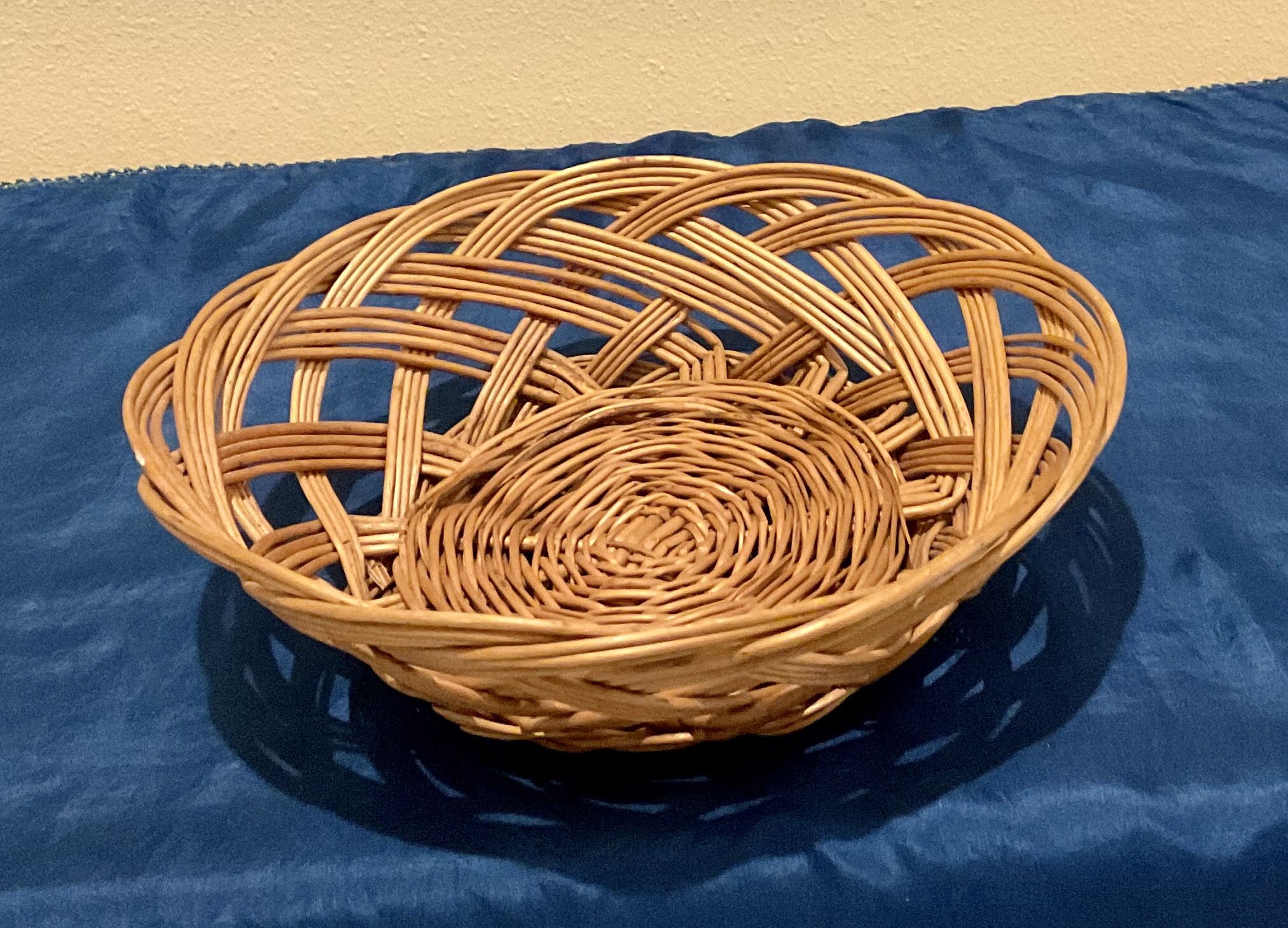 Round Wicker Rattan Basket with Open Weave