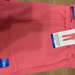 Mondetta Girls Boys Jogger Pink Coral Pants Pull-On Pockets Brushed Fleece