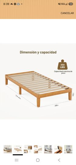 Twin Wood Platform Bed Frame with Slats