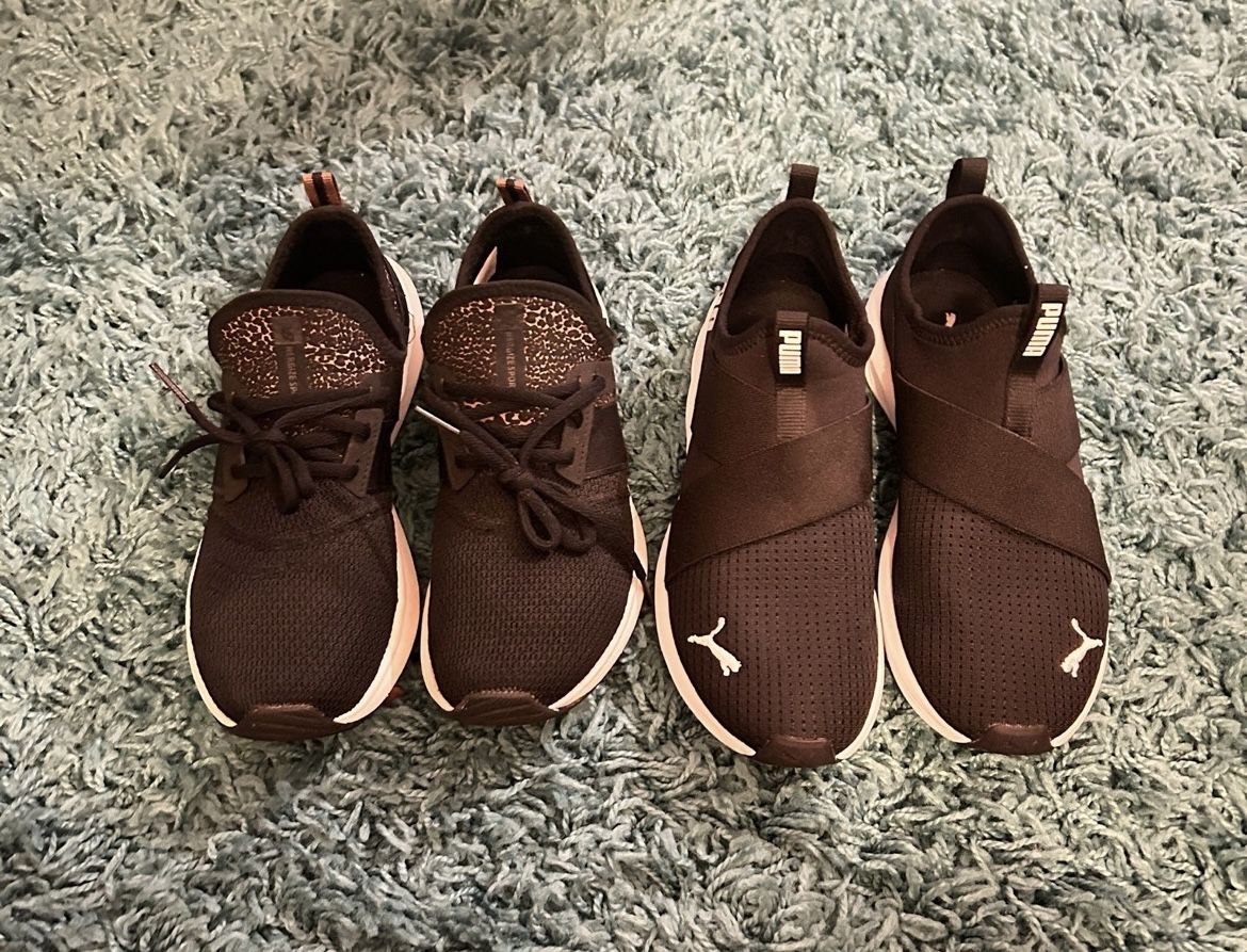 Lot of 2 black woman's Puma/New Balance tennis shoes