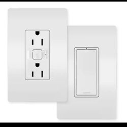 Legrand radiant with Netatmo Easy Switched Duplex Outlet Kit, White