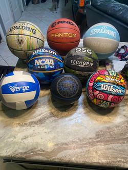 Volleyball balls, soccer balls, basketballs, rare collection