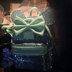 Disney Parks 2023 Loungefly TEAL and PURPLE SEQUIN MINI BACKPACK