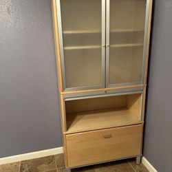 IKEA Effektiv Roll Top File Cabinet With Glass Doors