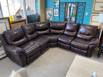 Chocolate Leather Manual Reclining Corner Sectional