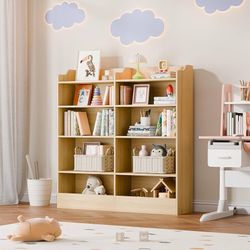5 Tier Kids Bookshelf, 10 Cubbies Kids Toy Storage Organizer,Toddler Bookcase Storage Cabinet for Playroom, Bedroom, Kids Room, Reading Nook