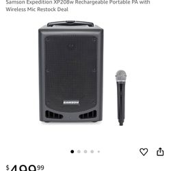 Samson Expedition XP208w Rechargeable Portable PA with Wireless Mic Restock Deal