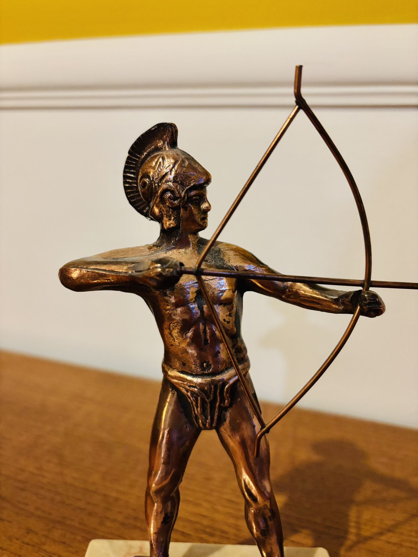 Antique Bronze And Marble Archer Statue From Greece