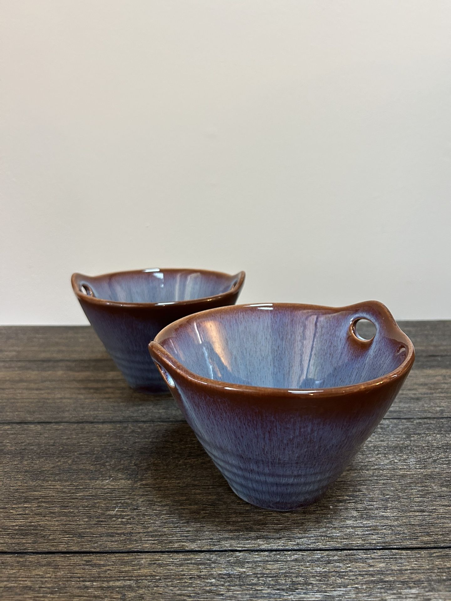 Set of 2 KOOV Stoneware Bowls – Plum & Blue Glaze