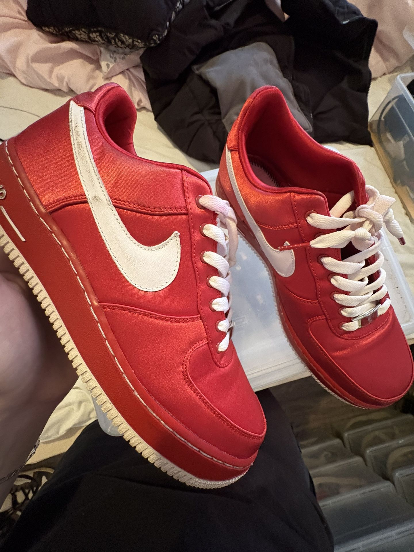 Nike Air Force Low Top Red Satin Valentine Sneaker