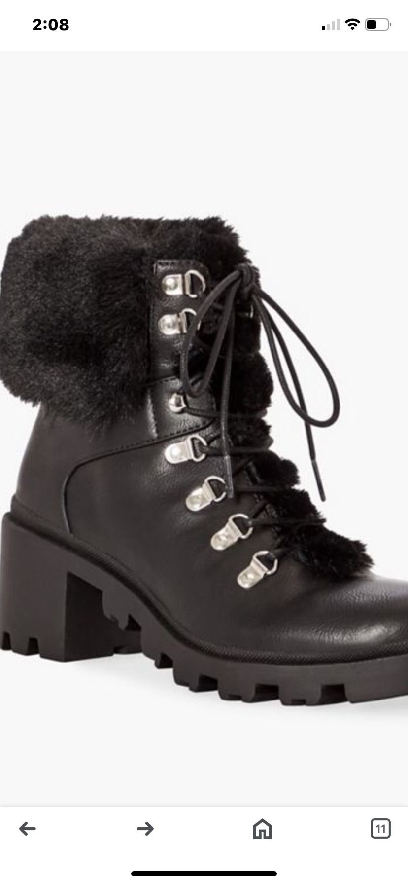 Esprit Laced Up Booties With Lug Sole And Lined Black Faux Fur  Size 8M