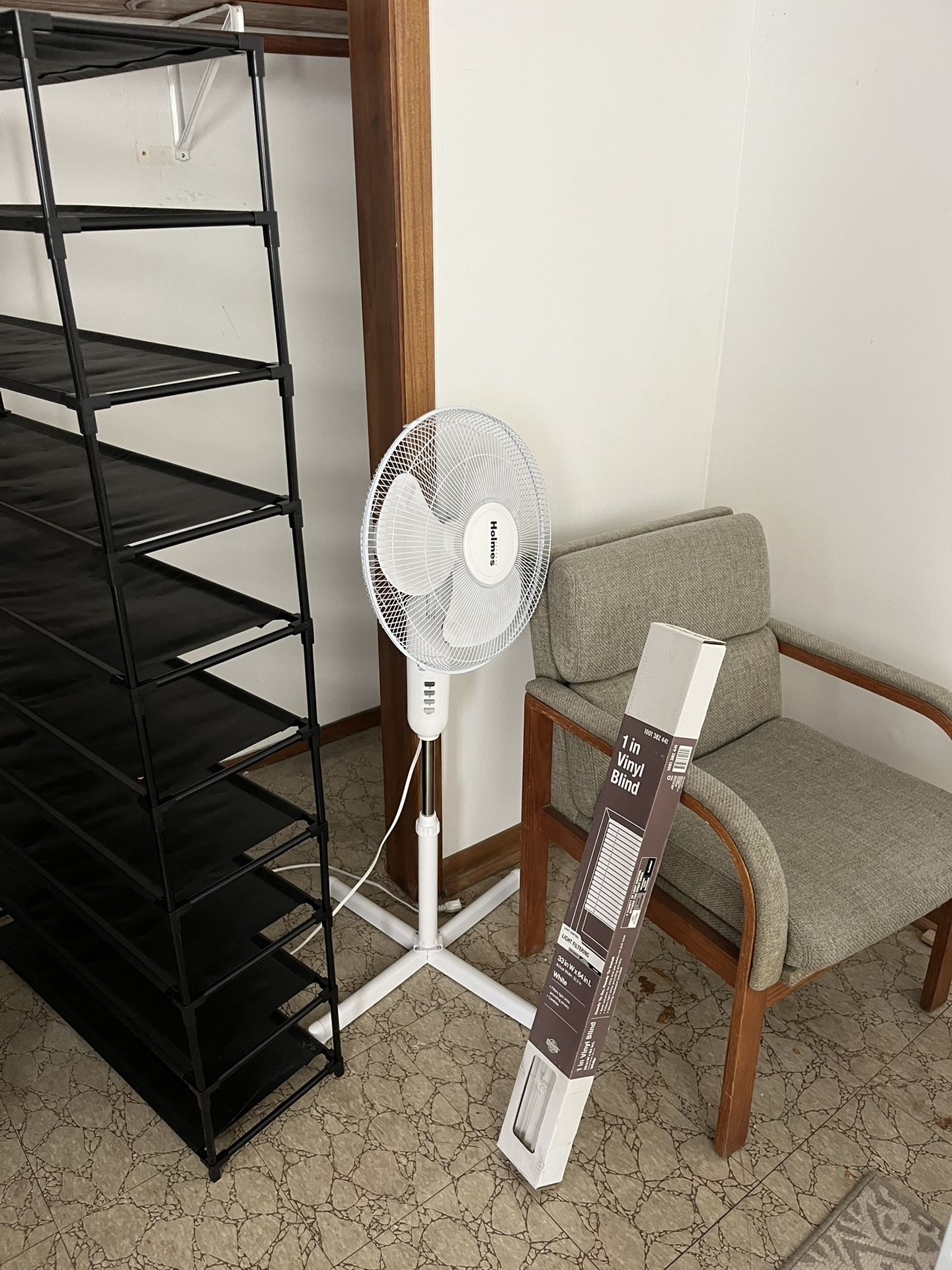 FREE Arm Chair, Blinds, Fan And Large Shoe Rack 