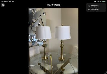 Set of 2 New Gold Table Lamps with USB-C, USB-A & Outlet