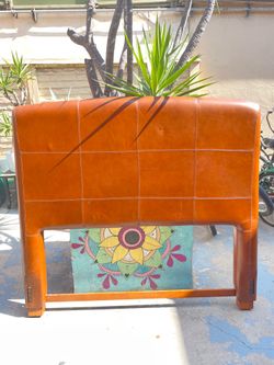 Brown Leather Queen Headboard