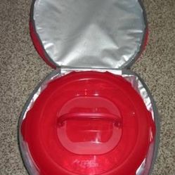 Lock & Lock Round Insulated Travel Container Holder and Storage Container - Red