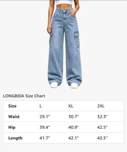 Longbida Women's Wide Leg Cargo Jeans